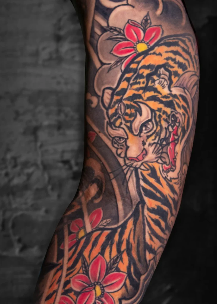 traditional tiger tattoo by satish dorwekar at colour core tattoos pune